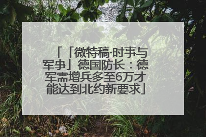「微特稿·时事与军事」德国防长：德军需增兵多至6万才能达到北约新要求