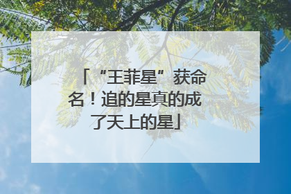 “王菲星”获命名！追的星真的成了天上的星