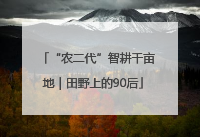 “农二代”智耕千亩地｜田野上的90后