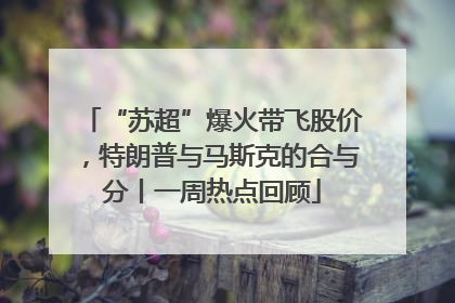 “苏超”爆火带飞股价，特朗普与马斯克的合与分丨一周热点回顾