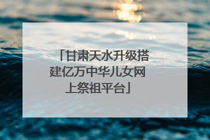 甘肃天水升级搭建亿万中华儿女网上祭祖平台
