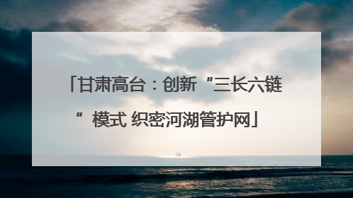 甘肃高台：创新“三长六链”模式 织密河湖管护网