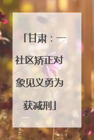 甘肃：一社区矫正对象见义勇为获减刑