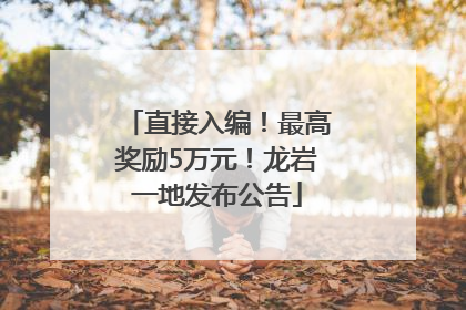 直接入编！最高奖励5万元！龙岩一地发布公告