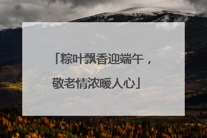 粽叶飘香迎端午，敬老情浓暖人心