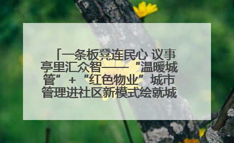 一条板凳连民心 议事亭里汇众智——“温暖城管”+“红色物业”城市管理进社区新模式绘就城市管理社区治理新画卷