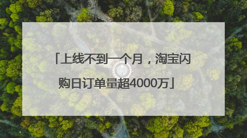 上线不到一个月，淘宝闪购日订单量超4000万