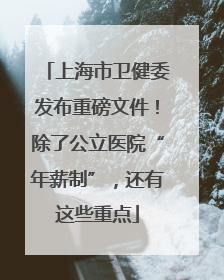 上海市卫健委发布重磅文件！除了公立医院“年薪制”，还有这些重点