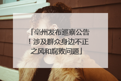 亳州发布巡察公告！涉及群众身边不正之风和腐败问题