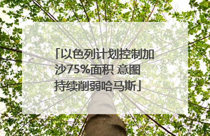 以色列计划控制加沙75%面积 意图持续削弱哈马斯