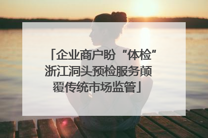 企业商户盼“体检” 浙江洞头预检服务颠覆传统市场监管