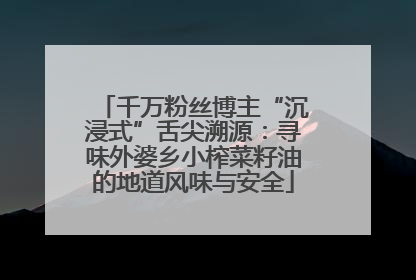 千万粉丝博主“沉浸式”舌尖溯源：寻味外婆乡小榨菜籽油的地道风味与安全