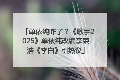 单依纯咋了？《歌手2025》单依纯改编李荣浩《李白》引热议