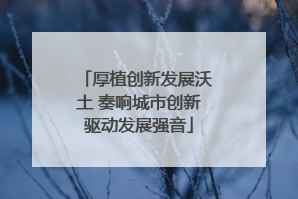 厚植创新发展沃土 奏响城市创新驱动发展强音