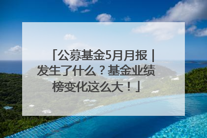 公募基金5月月报｜发生了什么？基金业绩榜变化这么大！