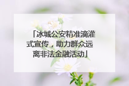 冰城公安精准滴灌式宣传，助力群众远离非法金融活动