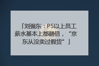 刘强东：P5以上员工薪水基本上都翻倍，“京东从没卖过假货”