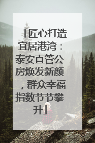 匠心打造宜居港湾：泰安直管公房焕发新颜，群众幸福指数节节攀升