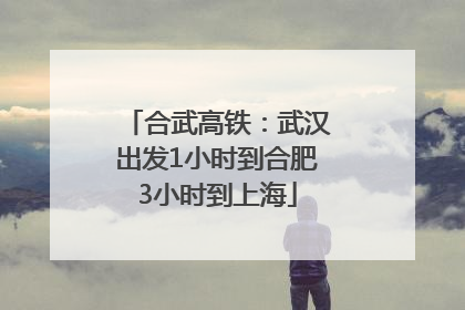 合武高铁：武汉出发1小时到合肥3小时到上海