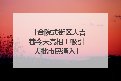 合院式街区大吉巷今天亮相！吸引大批市民涌入