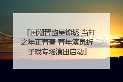 国潮晋韵呈锦绣 当打之年正青春 青年演员折子戏专场演出启动