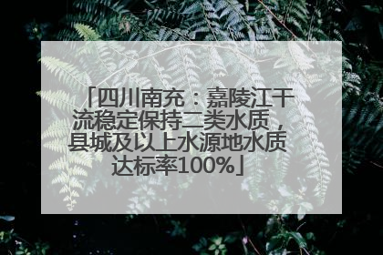 四川南充：嘉陵江干流稳定保持二类水质，县城及以上水源地水质达标率100%
