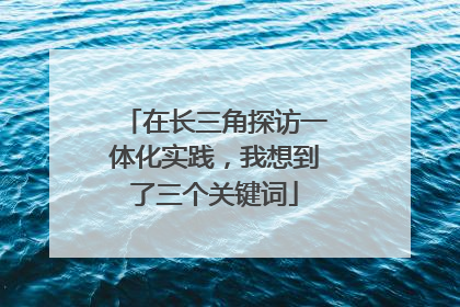 在长三角探访一体化实践，我想到了三个关键词