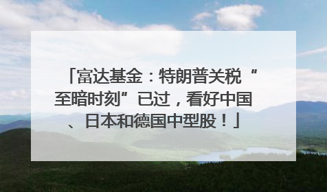 富达基金：特朗普关税“至暗时刻”已过，看好中国、日本和德国中型股！