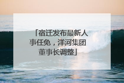 宿迁发布最新人事任免，洋河集团董事长调整