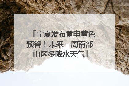 宁夏发布雷电黄色预警！未来一周南部山区多降水天气