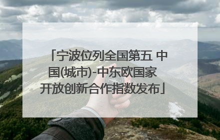 宁波位列全国第五 中国(城市)-中东欧国家开放创新合作指数发布
