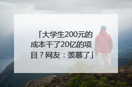 大学生200元的成本干了20亿的项目？网友：羡慕了