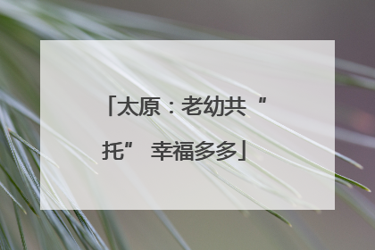 太原：老幼共“托” 幸福多多