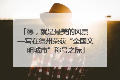 德，就是最美的风景——写在德州荣获“全国文明城市”称号之际