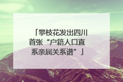 攀枝花发出四川首张“户籍人口直系亲属关系谱”