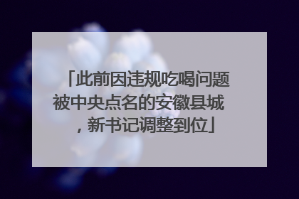 此前因违规吃喝问题被中央点名的安徽县城，新书记调整到位