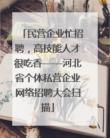 民营企业忙招聘，高技能人才很吃香——河北省个体私营企业网络招聘大会扫描