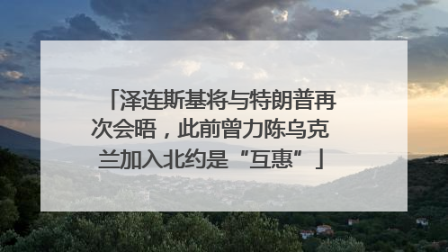 泽连斯基将与特朗普再次会晤，此前曾力陈乌克兰加入北约是“互惠”