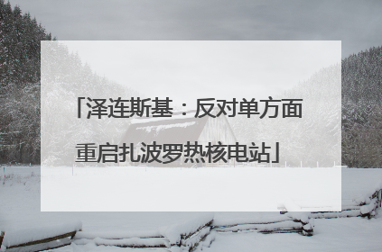 泽连斯基：反对单方面重启扎波罗热核电站