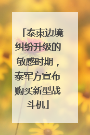 泰柬边境纠纷升级的敏感时期，泰军方宣布购买新型战斗机