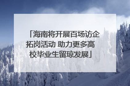海南将开展百场访企拓岗活动 助力更多高校毕业生留琼发展