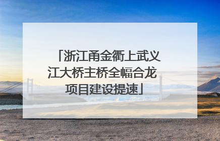 浙江甬金衢上武义江大桥主桥全幅合龙 项目建设提速