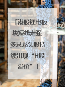港股锂电板块短线走强 多只龙头股持续出现“H股溢价”