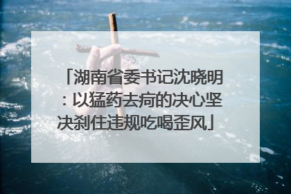 湖南省委书记沈晓明：以猛药去疴的决心坚决刹住违规吃喝歪风