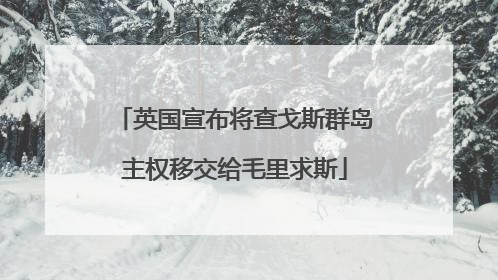 英国宣布将查戈斯群岛主权移交给毛里求斯