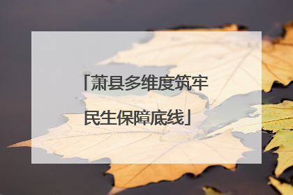 萧县多维度筑牢民生保障底线