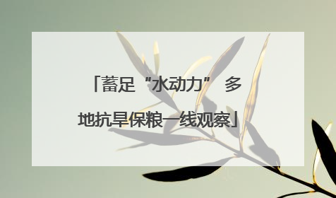 蓄足“水动力” 多地抗旱保粮一线观察