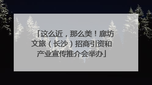 这么近，那么美！廊坊文旅（长沙）招商引资和产业宣传推介会举办