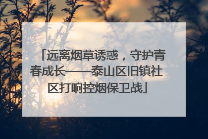 远离烟草诱惑，守护青春成长——泰山区旧镇社区打响控烟保卫战