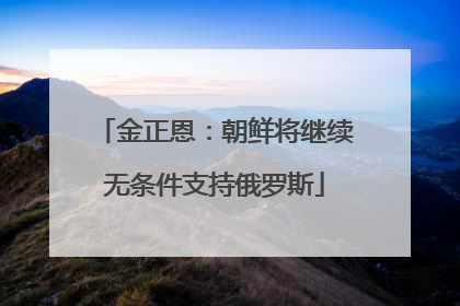 金正恩：朝鲜将继续无条件支持俄罗斯